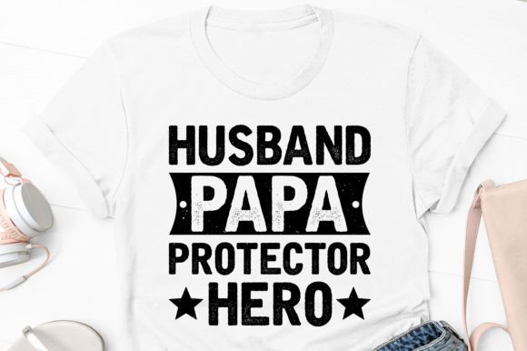 Husband Papa Protector Hero Black